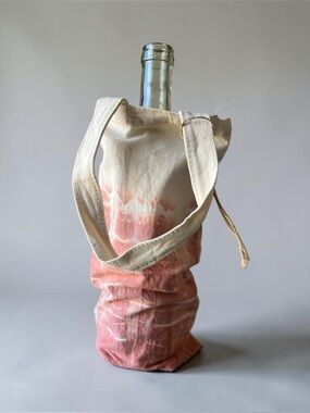 Hand-Dyed Pink Ombré Canvas Wine Tote